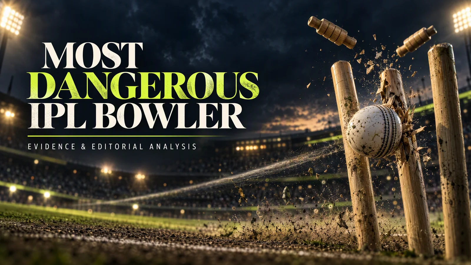 IPL fast bowler delivering a high-pressure over under stadium lights