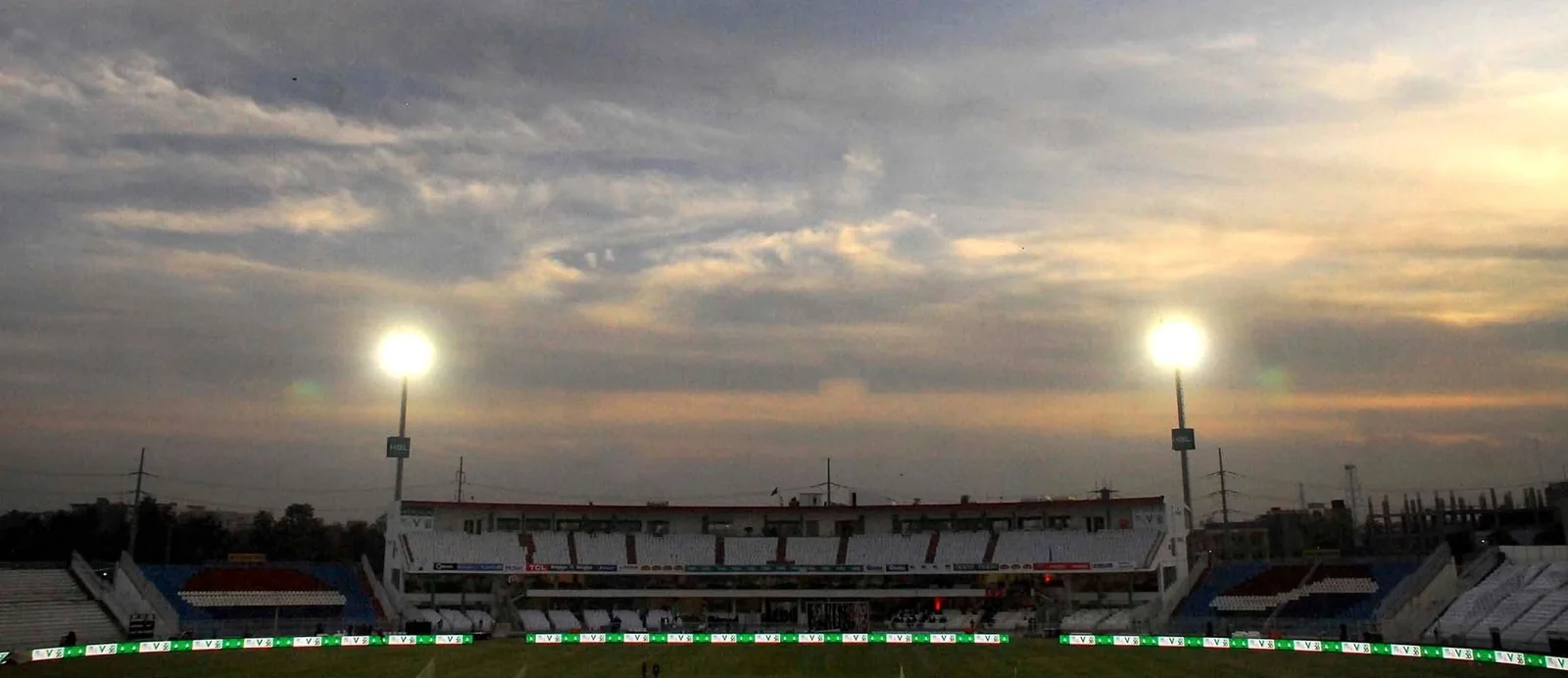 Archival Rawalpindi Cricket Stadium stands and floodlights during PSL V
